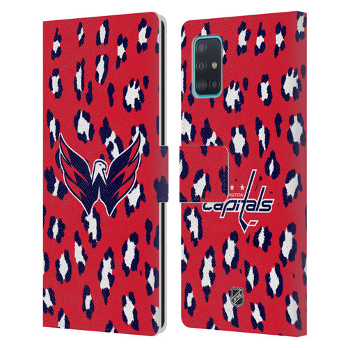 NHL Washington Capitals Leopard Patten Leather Book Wallet Case Cover For Samsung Galaxy A51 (2019)
