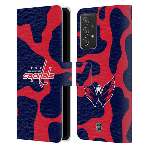 NHL Washington Capitals Cow Pattern Leather Book Wallet Case Cover For Samsung Galaxy A52 / A52s / 5G (2021)