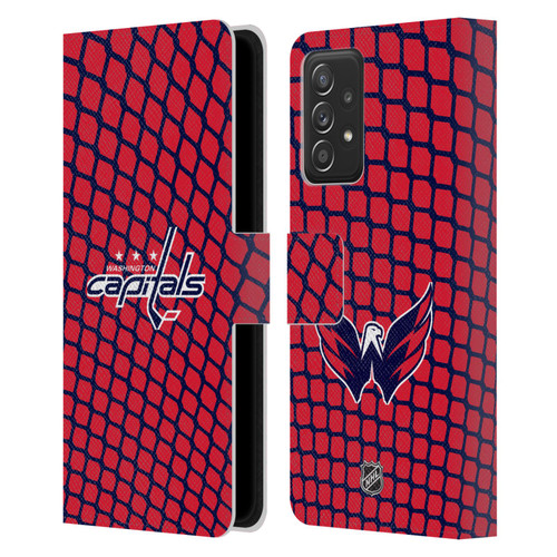 NHL Washington Capitals Net Pattern Leather Book Wallet Case Cover For Samsung Galaxy A52 / A52s / 5G (2021)