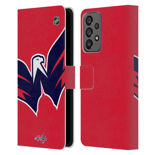 NHL Washington Capitals Oversized Leather Book Wallet Case Cover For Samsung Galaxy A73 5G (2022)