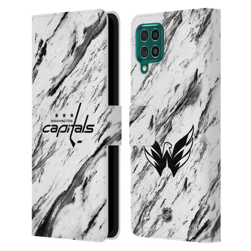 NHL Washington Capitals Marble Leather Book Wallet Case Cover For Samsung Galaxy F62 (2021)