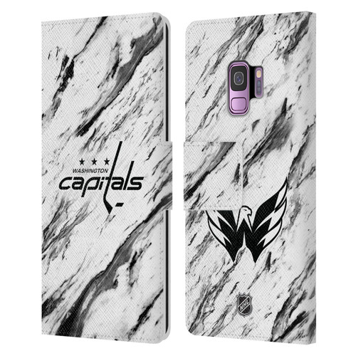 NHL Washington Capitals Marble Leather Book Wallet Case Cover For Samsung Galaxy S9