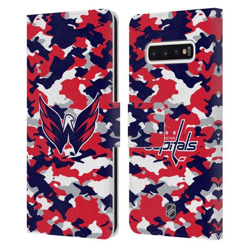 NHL Washington Capitals Camouflage Leather Book Wallet Case Cover For Samsung Galaxy S10