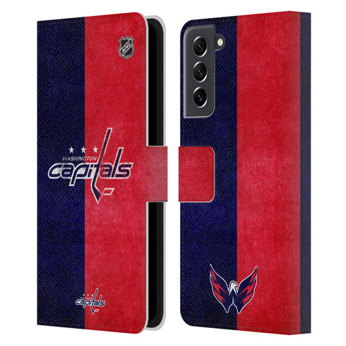 NHL Washington Capitals Half Distressed Leather Book Wallet Case Cover For Samsung Galaxy S21 FE 5G