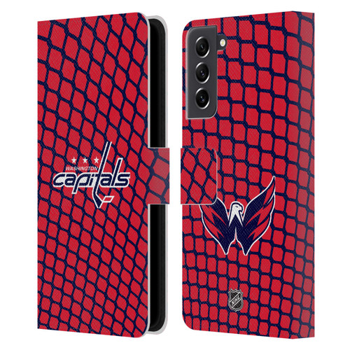 NHL Washington Capitals Net Pattern Leather Book Wallet Case Cover For Samsung Galaxy S21 FE 5G