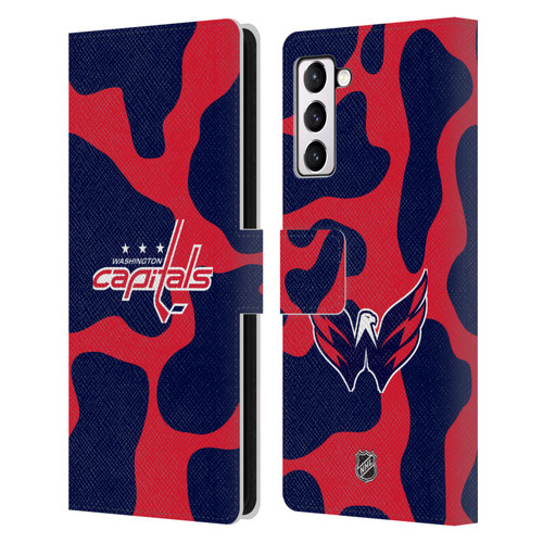 NHL Washington Capitals Cow Pattern Leather Book Wallet Case Cover For Samsung Galaxy S21+ 5G