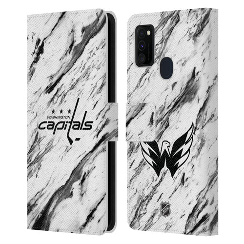 NHL Washington Capitals Marble Leather Book Wallet Case Cover For Samsung Galaxy M30s (2019)/M21 (2020)