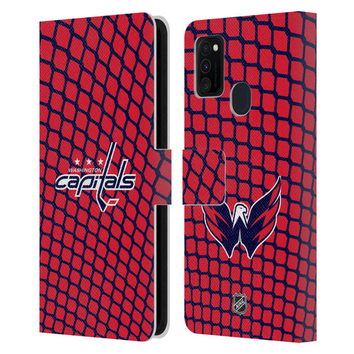 NHL Washington Capitals Net Pattern Leather Book Wallet Case Cover For Samsung Galaxy M30s (2019)/M21 (2020)