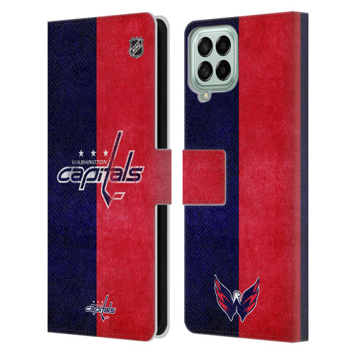 NHL Washington Capitals Half Distressed Leather Book Wallet Case Cover For Samsung Galaxy M53 (2022)