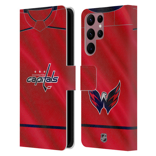 NHL Washington Capitals Jersey Leather Book Wallet Case Cover For Samsung Galaxy S22 Ultra 5G