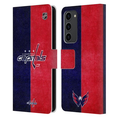 NHL Washington Capitals Half Distressed Leather Book Wallet Case Cover For Samsung Galaxy S23+ 5G