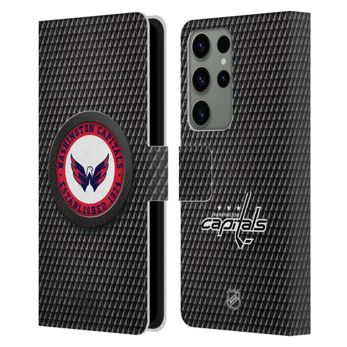 NHL Washington Capitals Puck Texture Leather Book Wallet Case Cover For Samsung Galaxy S23 Ultra 5G