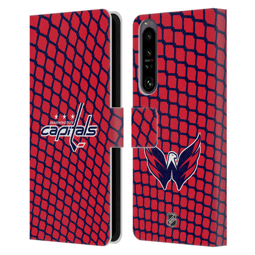 NHL Washington Capitals Net Pattern Leather Book Wallet Case Cover For Sony Xperia 1 IV