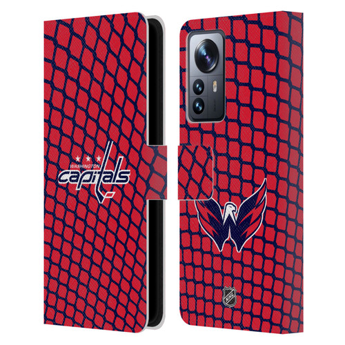 NHL Washington Capitals Net Pattern Leather Book Wallet Case Cover For Xiaomi 12 Pro