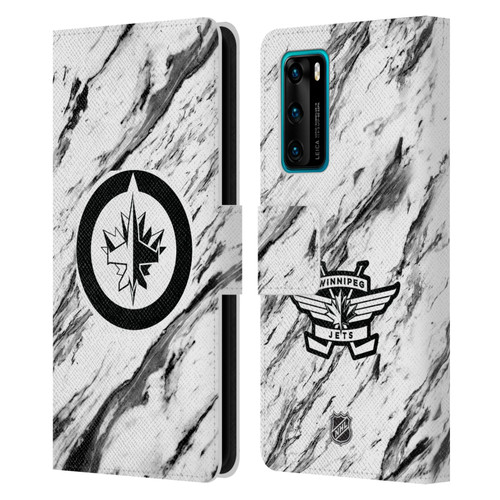 NHL Winnipeg Jets Marble Leather Book Wallet Case Cover For Huawei P40 5G
