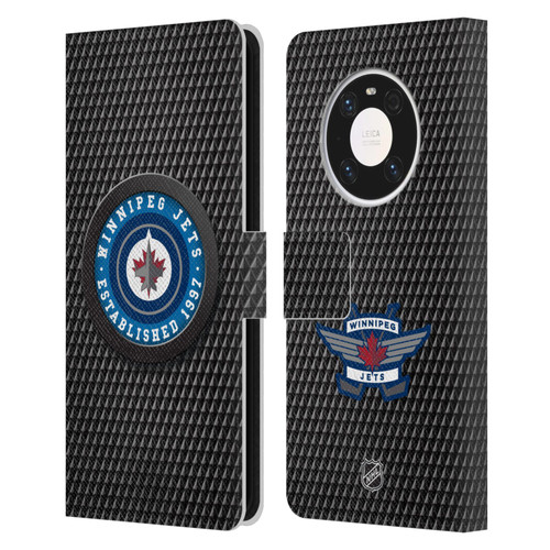 NHL Winnipeg Jets Puck Texture Leather Book Wallet Case Cover For Huawei Mate 40 Pro 5G