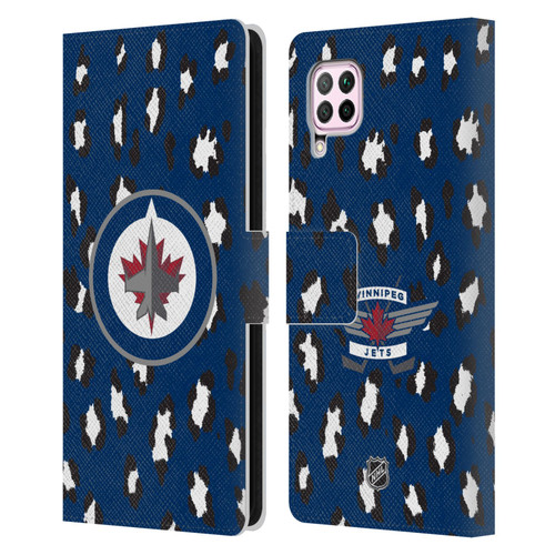 NHL Winnipeg Jets Leopard Patten Leather Book Wallet Case Cover For Huawei Nova 6 SE / P40 Lite