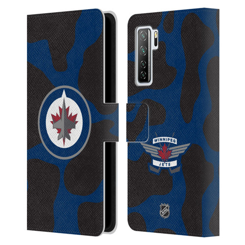 NHL Winnipeg Jets Cow Pattern Leather Book Wallet Case Cover For Huawei Nova 7 SE/P40 Lite 5G
