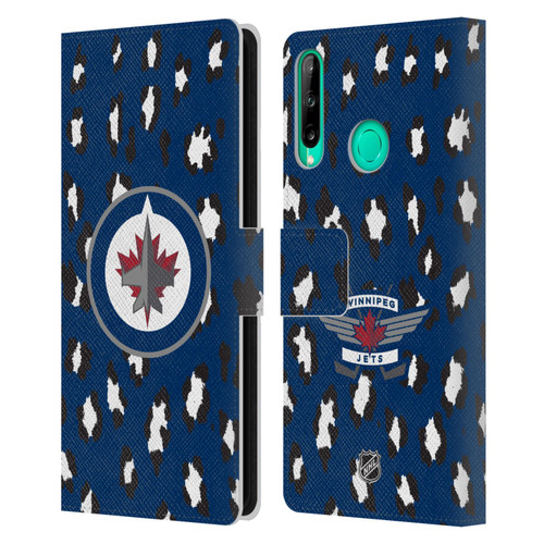NHL Winnipeg Jets Leopard Patten Leather Book Wallet Case Cover For Huawei P40 lite E