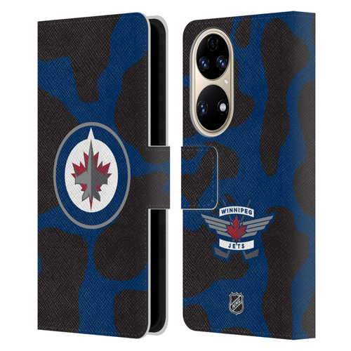 NHL Winnipeg Jets Cow Pattern Leather Book Wallet Case Cover For Huawei P50