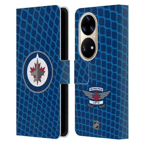 NHL Winnipeg Jets Net Pattern Leather Book Wallet Case Cover For Huawei P50 Pro