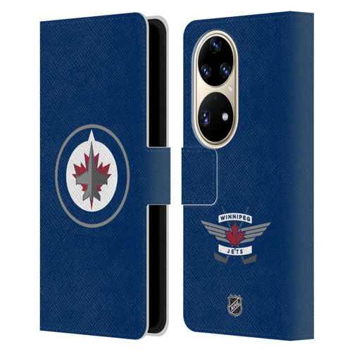NHL Winnipeg Jets Plain Leather Book Wallet Case Cover For Huawei P50 Pro