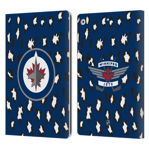 NHL Winnipeg Jets Leopard Patten Leather Book Wallet Case Cover For Apple iPad 10.2 2019/2020/2021