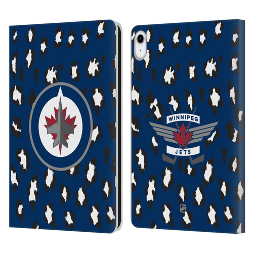 NHL Winnipeg Jets Leopard Patten Leather Book Wallet Case Cover For Apple iPad 10.9 (2022)