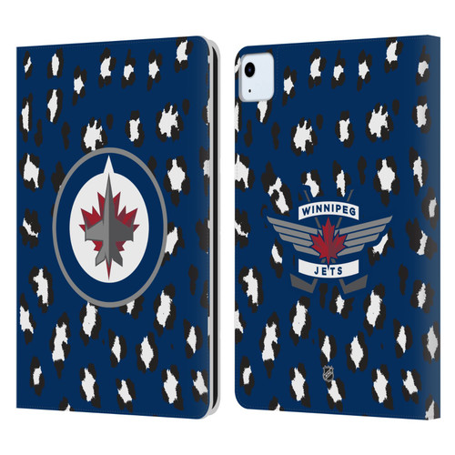 NHL Winnipeg Jets Leopard Patten Leather Book Wallet Case Cover For Apple iPad Air 2020 / 2022