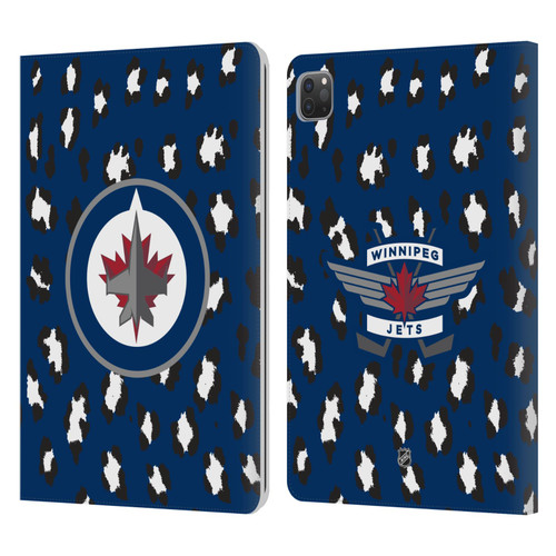 NHL Winnipeg Jets Leopard Patten Leather Book Wallet Case Cover For Apple iPad Pro 11 2020 / 2021 / 2022