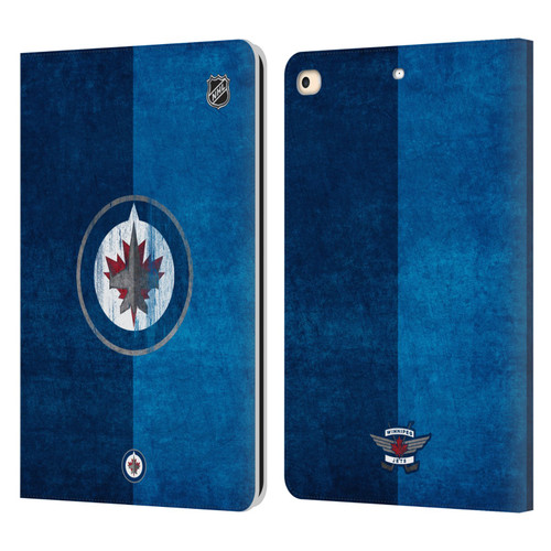 NHL Winnipeg Jets Half Distressed Leather Book Wallet Case Cover For Apple iPad 9.7 2017 / iPad 9.7 2018