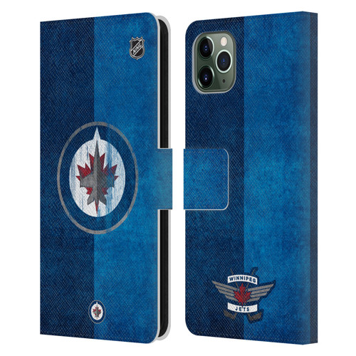 NHL Winnipeg Jets Half Distressed Leather Book Wallet Case Cover For Apple iPhone 11 Pro Max
