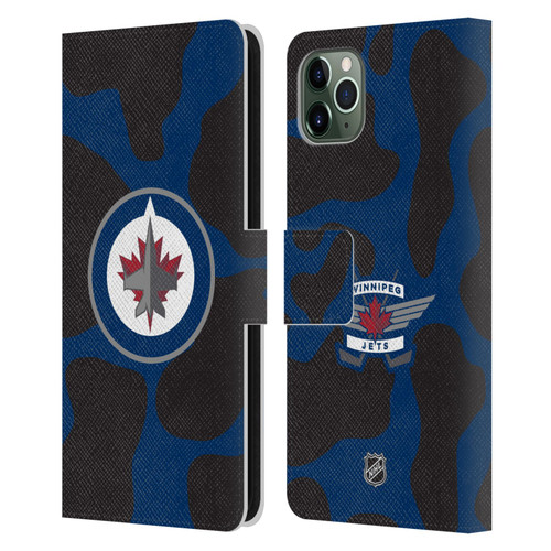 NHL Winnipeg Jets Cow Pattern Leather Book Wallet Case Cover For Apple iPhone 11 Pro Max