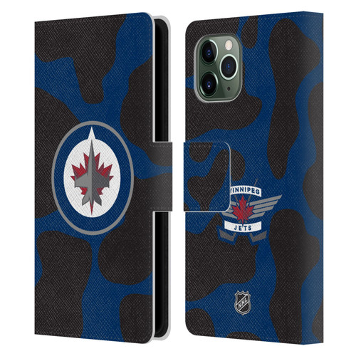 NHL Winnipeg Jets Cow Pattern Leather Book Wallet Case Cover For Apple iPhone 11 Pro