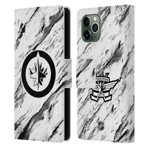 NHL Winnipeg Jets Marble Leather Book Wallet Case Cover For Apple iPhone 11 Pro