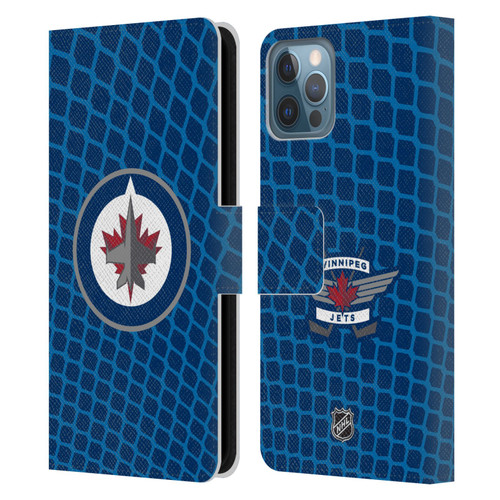 NHL Winnipeg Jets Net Pattern Leather Book Wallet Case Cover For Apple iPhone 12 / iPhone 12 Pro