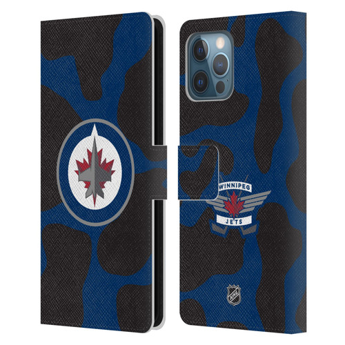 NHL Winnipeg Jets Cow Pattern Leather Book Wallet Case Cover For Apple iPhone 12 Pro Max