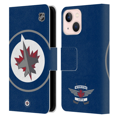 NHL Winnipeg Jets Oversized Leather Book Wallet Case Cover For Apple iPhone 13 Mini