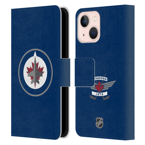 NHL Winnipeg Jets Plain Leather Book Wallet Case Cover For Apple iPhone 13 Mini