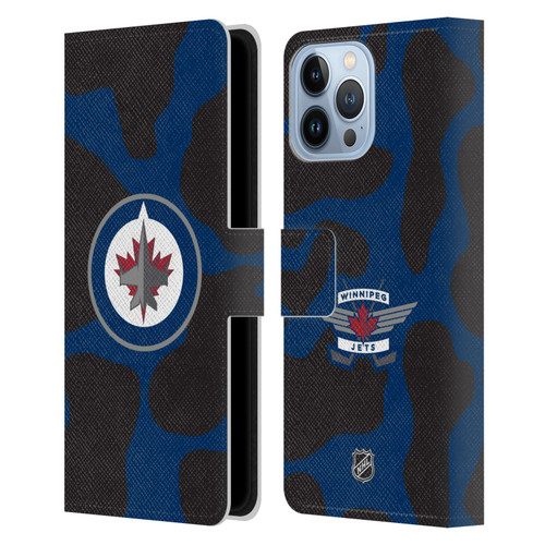 NHL Winnipeg Jets Cow Pattern Leather Book Wallet Case Cover For Apple iPhone 13 Pro Max