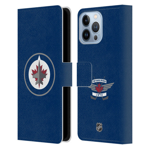 NHL Winnipeg Jets Plain Leather Book Wallet Case Cover For Apple iPhone 13 Pro Max