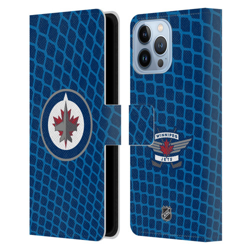 NHL Winnipeg Jets Net Pattern Leather Book Wallet Case Cover For Apple iPhone 13 Pro Max