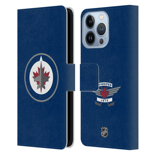 NHL Winnipeg Jets Plain Leather Book Wallet Case Cover For Apple iPhone 13 Pro