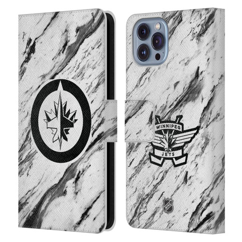 NHL Winnipeg Jets Marble Leather Book Wallet Case Cover For Apple iPhone 14