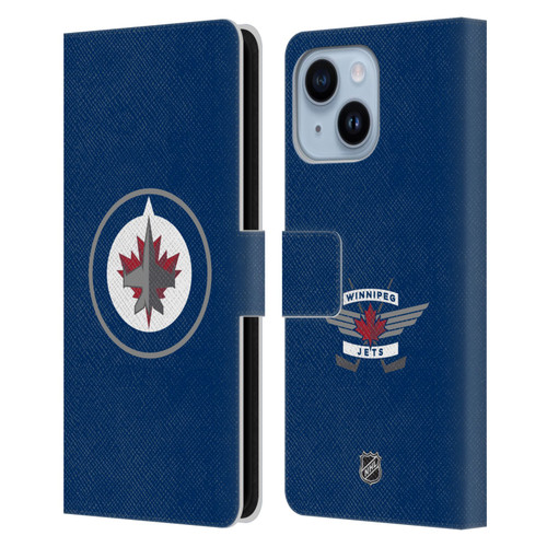 NHL Winnipeg Jets Plain Leather Book Wallet Case Cover For Apple iPhone 14 Plus