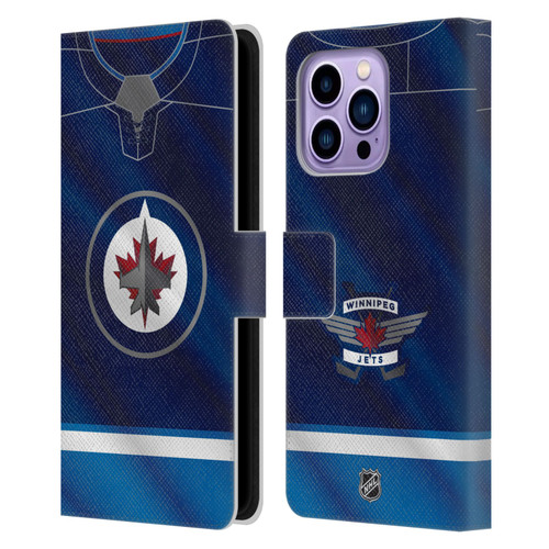NHL Winnipeg Jets Jersey Leather Book Wallet Case Cover For Apple iPhone 14 Pro Max