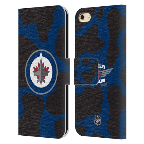 NHL Winnipeg Jets Cow Pattern Leather Book Wallet Case Cover For Apple iPhone 6 / iPhone 6s