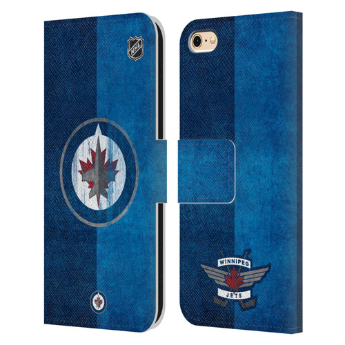 NHL Winnipeg Jets Half Distressed Leather Book Wallet Case Cover For Apple iPhone 6 / iPhone 6s