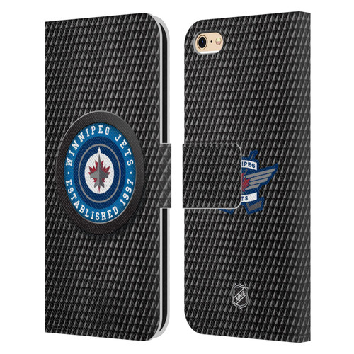 NHL Winnipeg Jets Puck Texture Leather Book Wallet Case Cover For Apple iPhone 6 / iPhone 6s