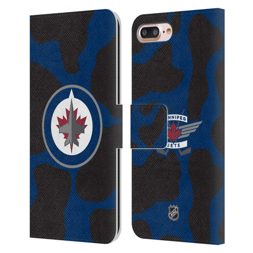 NHL Winnipeg Jets Cow Pattern Leather Book Wallet Case Cover For Apple iPhone 7 Plus / iPhone 8 Plus